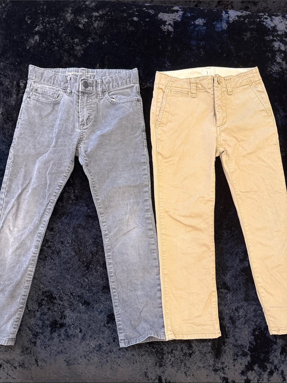 2 Pairs of Gap Pants. Kids Slim Fit Grey Corduroy and khaki Pants